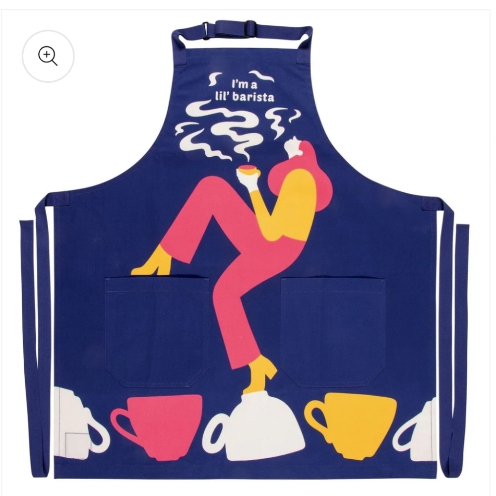 I'm a lil Barista Blue Q KITCHEN Apron Cooking  COTTON NEW Pockets Chef Gift